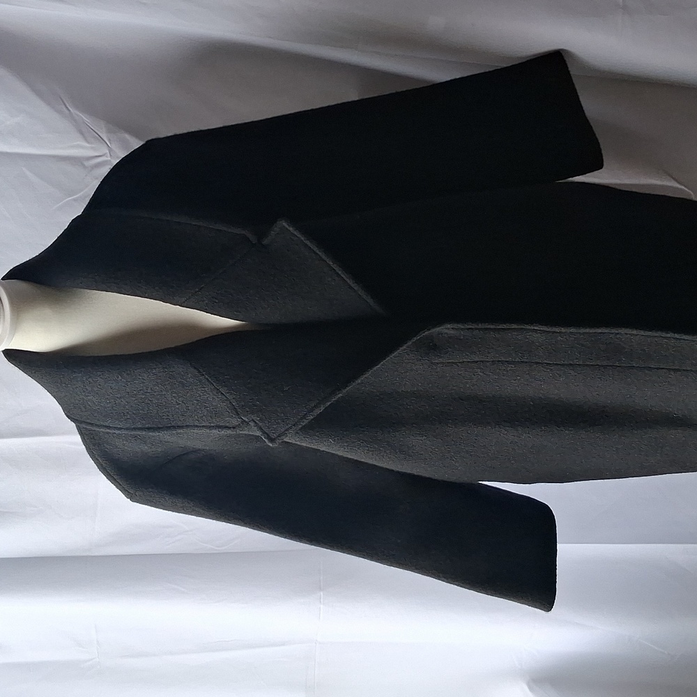 Quince 100% Merino Wool Shawl Collar Long Coat Black M - Picture 14 of 15